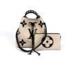 Louis Vuitton Empreinte Monogram Giant Crafty Neonoe MM Creme Black, front view with its matching pochette