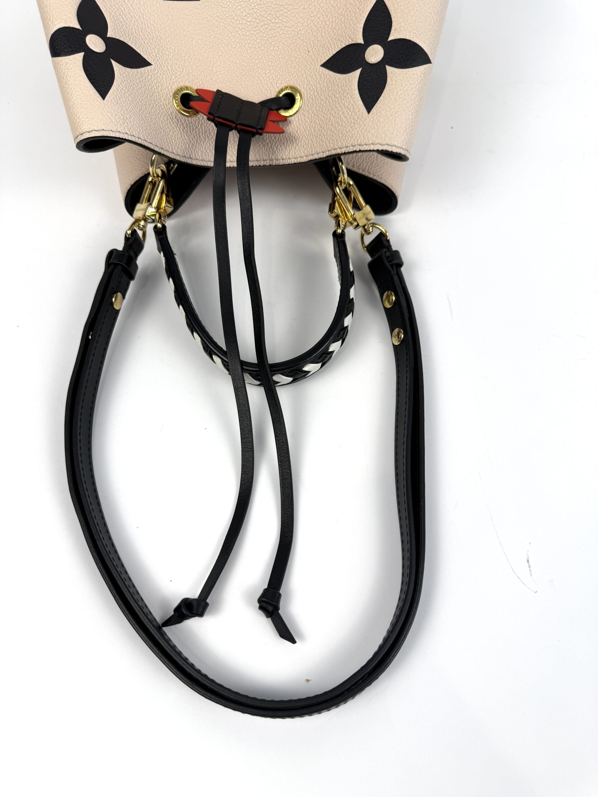 Drawstring cords and strap from below