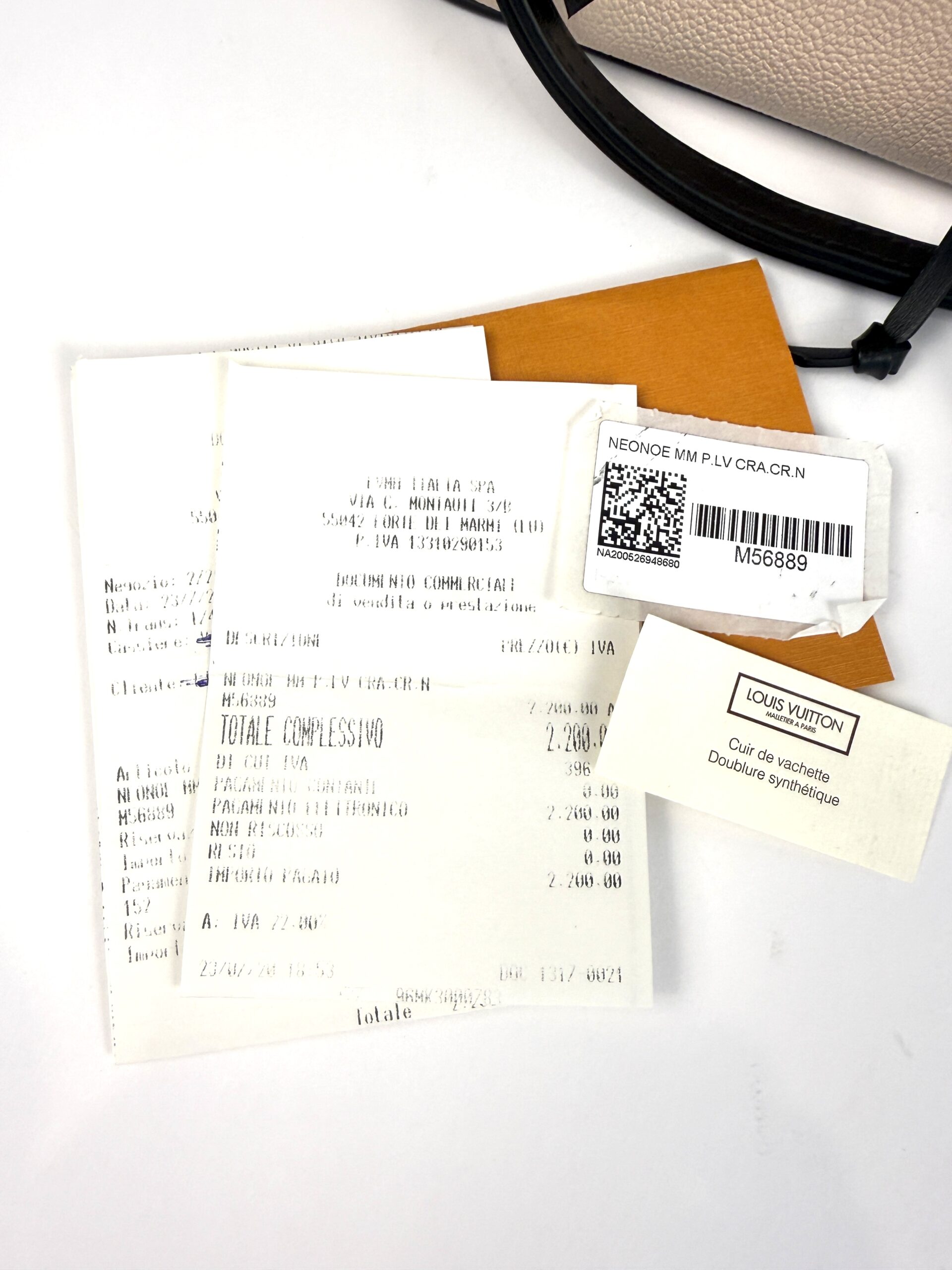 Original receipt, care card and product tag