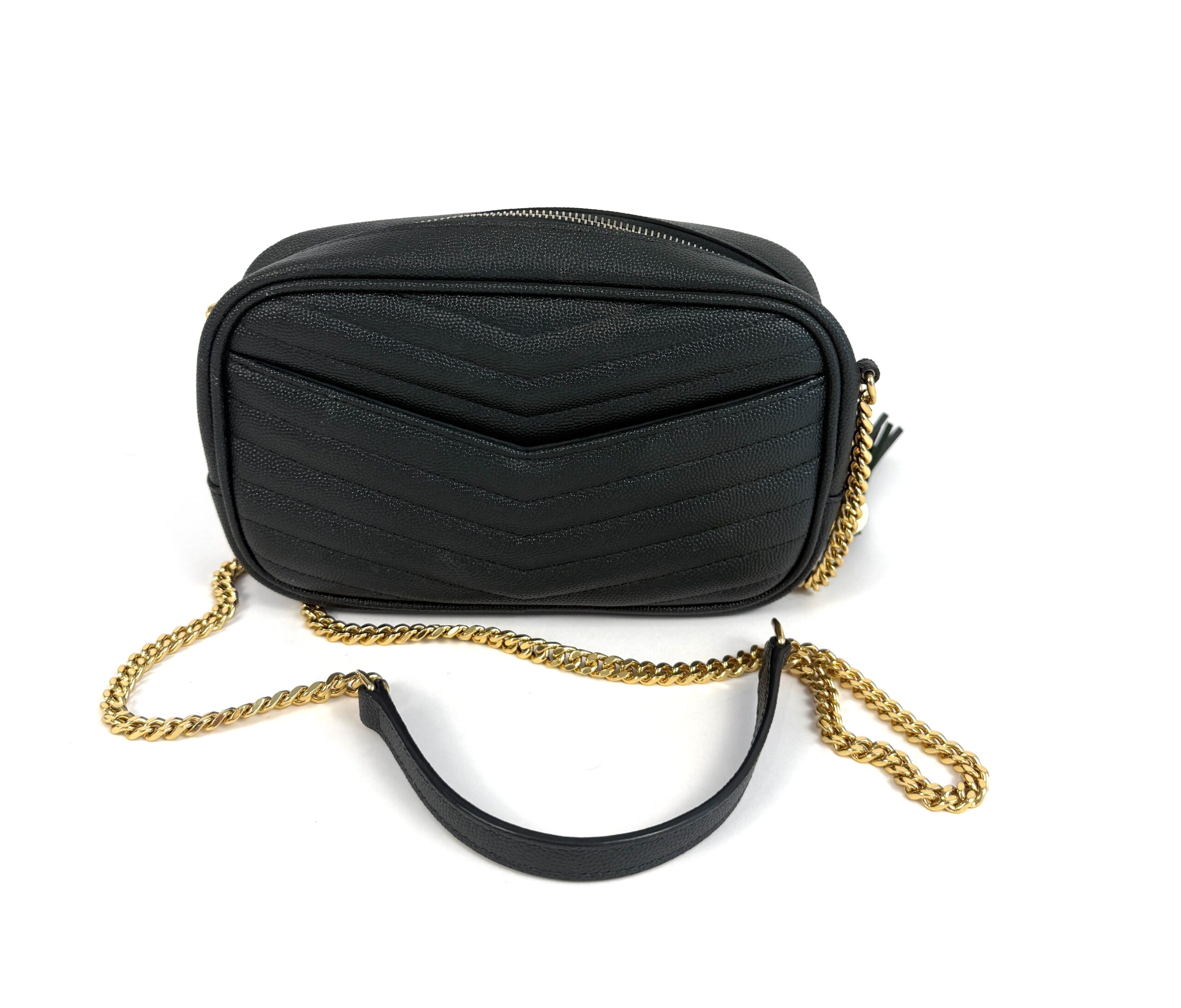 YSL Saint Laurent Grain De Poudre Matelasse Monogram Mini Lou Camera Bag Vert Fonce Green - Image 6