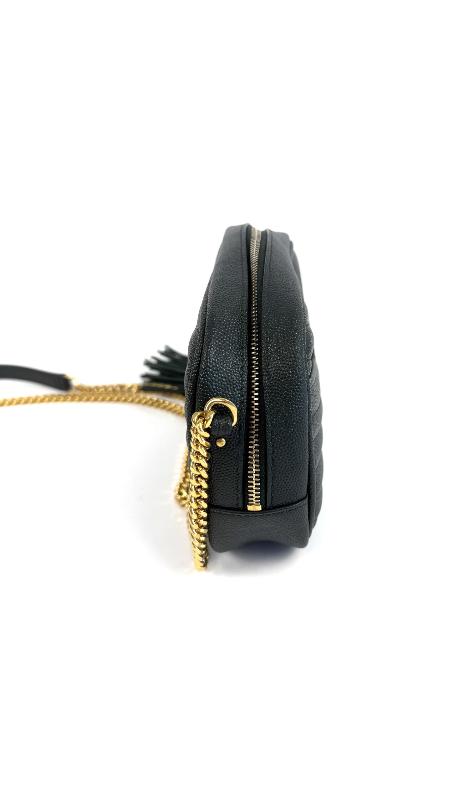 YSL Saint Laurent Grain De Poudre Matelasse Monogram Mini Lou Camera Bag Vert Fonce Green - Image 12