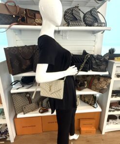 Alternative view of YSL Saint Laurent Envelope Flap Pouch In Mix Matelassé Grain De Poudre Embossed Cream Leather