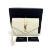 YSL Saint Laurent Envelope Flap Pouch In Mix Matelassé Grain De Poudre Embossed Cream Leather - Image 4
