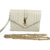 YSL Saint Laurent Envelope Flap Pouch In Mix Matelassé Grain De Poudre Embossed Cream Leather - Image 5