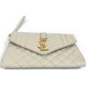 YSL Saint Laurent Envelope Flap Pouch In Mix Matelassé Grain De Poudre Embossed Cream Leather - Image 13