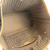 Overhead view into the striped beige interior