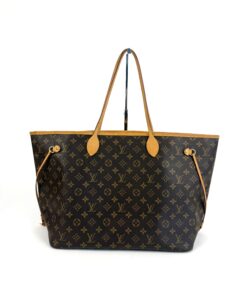 Louis Vuitton Monogram Neverfull GM Tan Interior, front view with honey vachetta straps