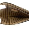 Zip top open showing the striped beige interior