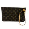 Louis Vuitton Monogram Beige Neverfull Pochette Wristlet 1, front view with the wrist strap attached