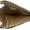Zip top open showing the striped beige interior