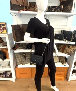 Alternative view of CHANEL Black Classic Wallet On Chain WOC Crossbody Lambskin Silver Hardware