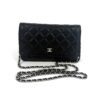 CHANEL Black Classic Wallet On Chain WOC Crossbody Lambskin Silver Hardware
