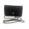 CHANEL Black Classic Wallet On Chain WOC Crossbody Lambskin Silver Hardware - Image 3