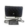 CHANEL Black Classic Wallet On Chain WOC Crossbody Lambskin Silver Hardware - Image 4
