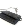 CHANEL Black Classic Wallet On Chain WOC Crossbody Lambskin Silver Hardware - Image 16