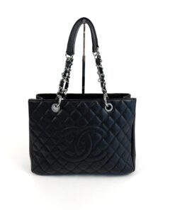 Chanel GST Black Caviar Shopping Tote Silver Hardware