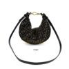 Fendi Denim Jacquard FF Effect Vitello Grace Mini Fendigraphy Hobo Bag Tobacco Moro Ebano