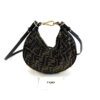 Fendi Denim Jacquard FF Effect Vitello Grace Mini Fendigraphy Hobo Bag Tobacco Moro Ebano - Image 5
