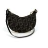 Fendi Denim Jacquard FF Effect Vitello Grace Mini Fendigraphy Hobo Bag Tobacco Moro Ebano - Image 7