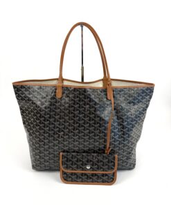 Goyard Saint Louis Tote GM Black Tan Canvas