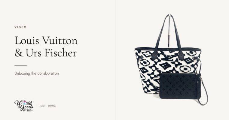 Louis Vuitton Urs Fischer Neverfull MM in white and black with its pouch
